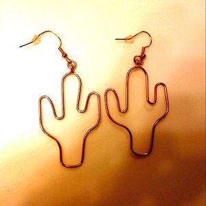 Gold cactus earrings handmade in Arizona